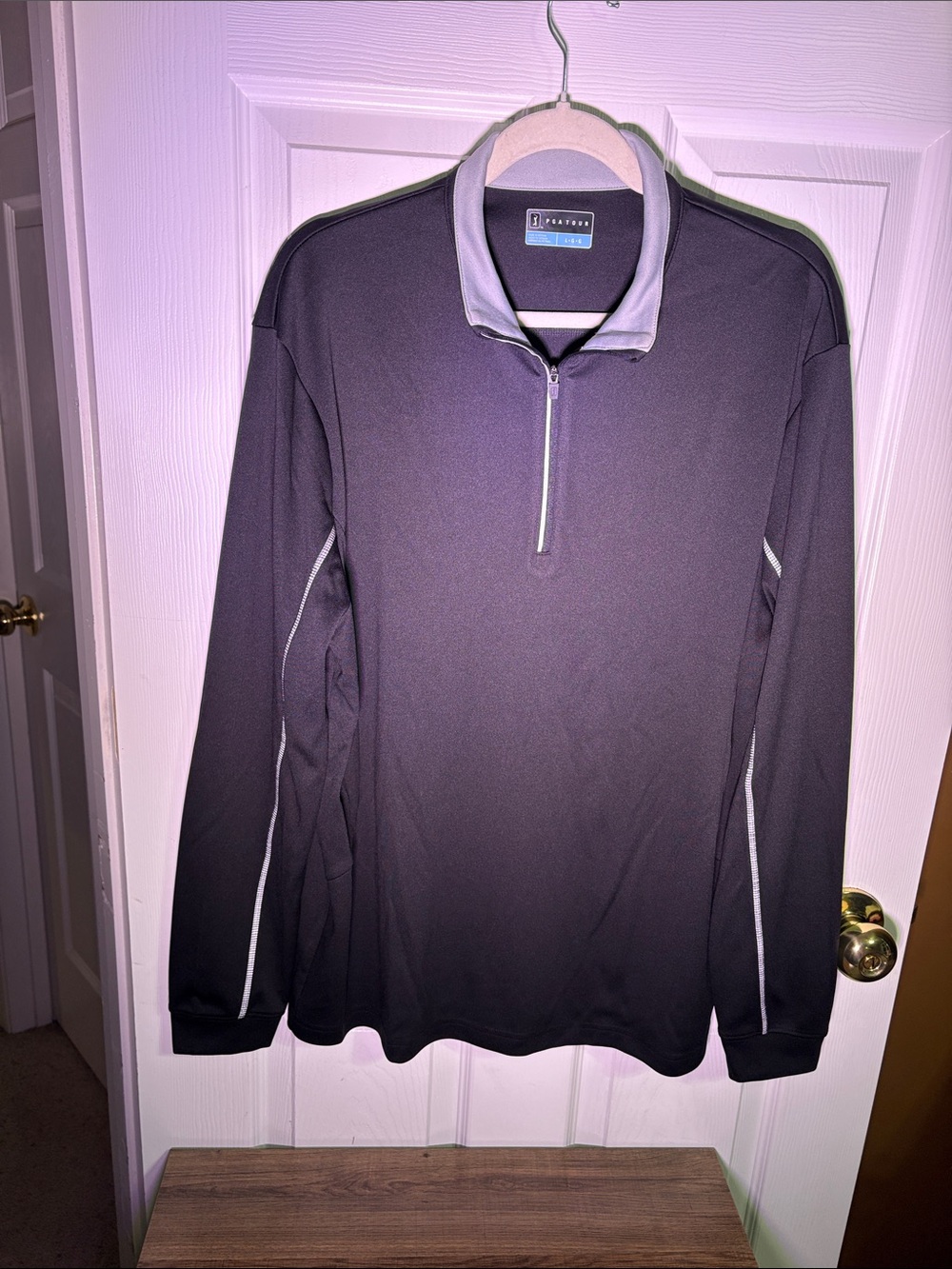 PGA Tour Men's Black Quarter-Zip Pullover with Gray Trim